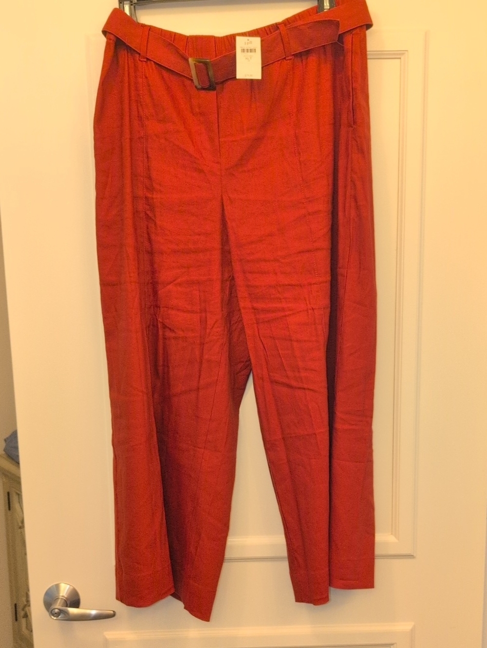 NWT, J. Jill Pottery Red Wide-Leg Pants with  Buckle, XL Tall